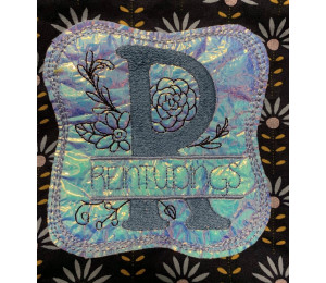 Stickdatei - Doodle Blumen Alphabet Monogram geteilt "R"